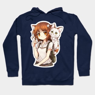 Neko girl with cat anime manga Hoodie